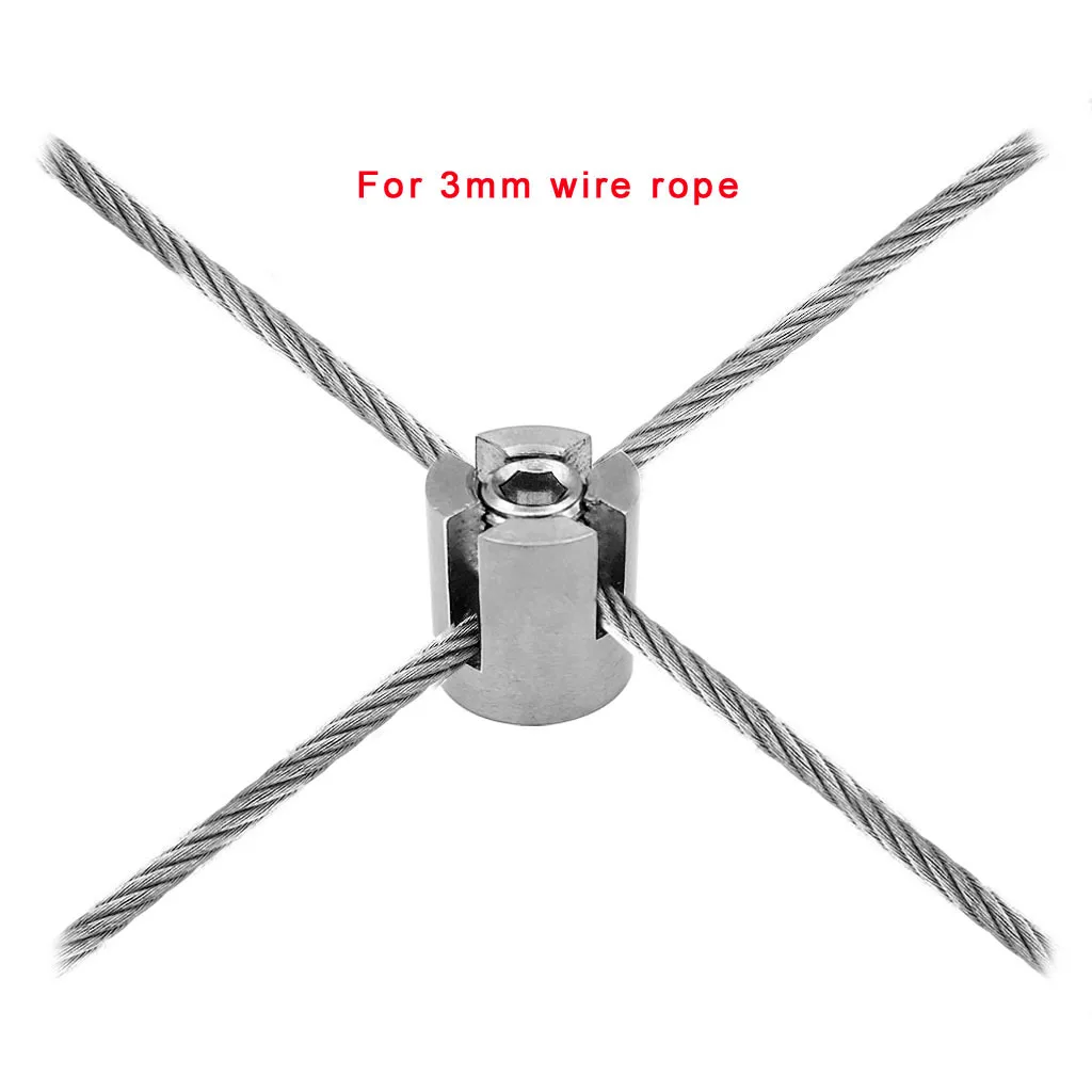 

316 Stainless Steel 3mm Wire Rope Cross Clip, Ropes Cords Hardware For Wall Mounted - 2 Pieces