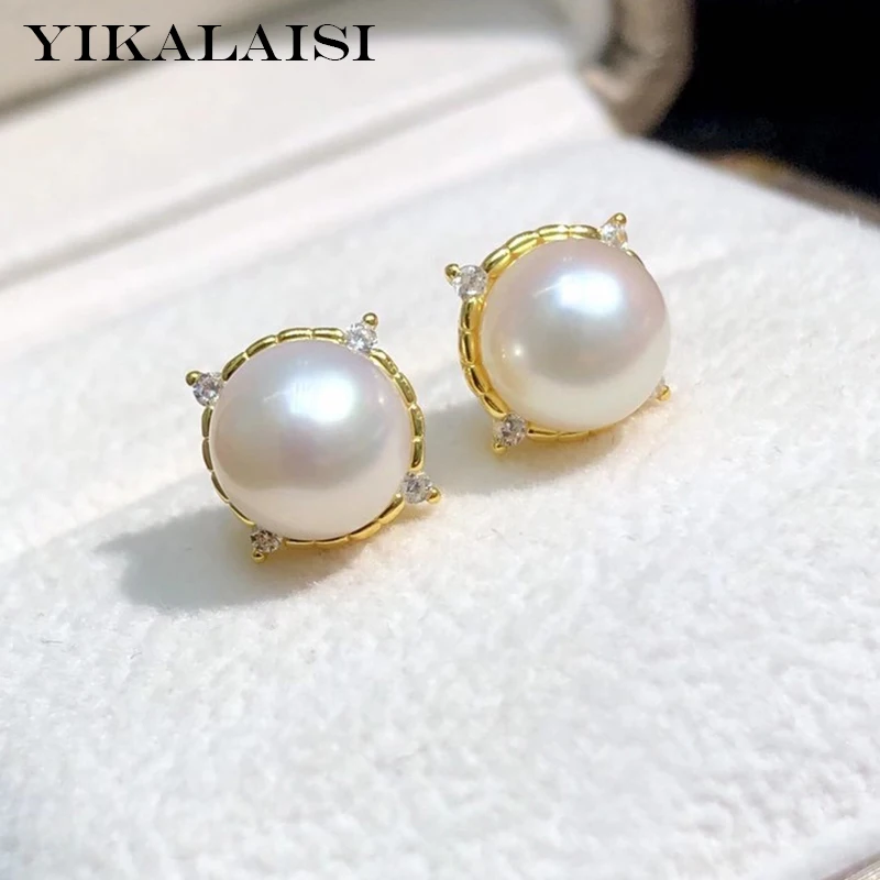 

Серьги женские из серебра серьги из натурального пресноводного жемчуга пробы, Круглый 7-8 мм