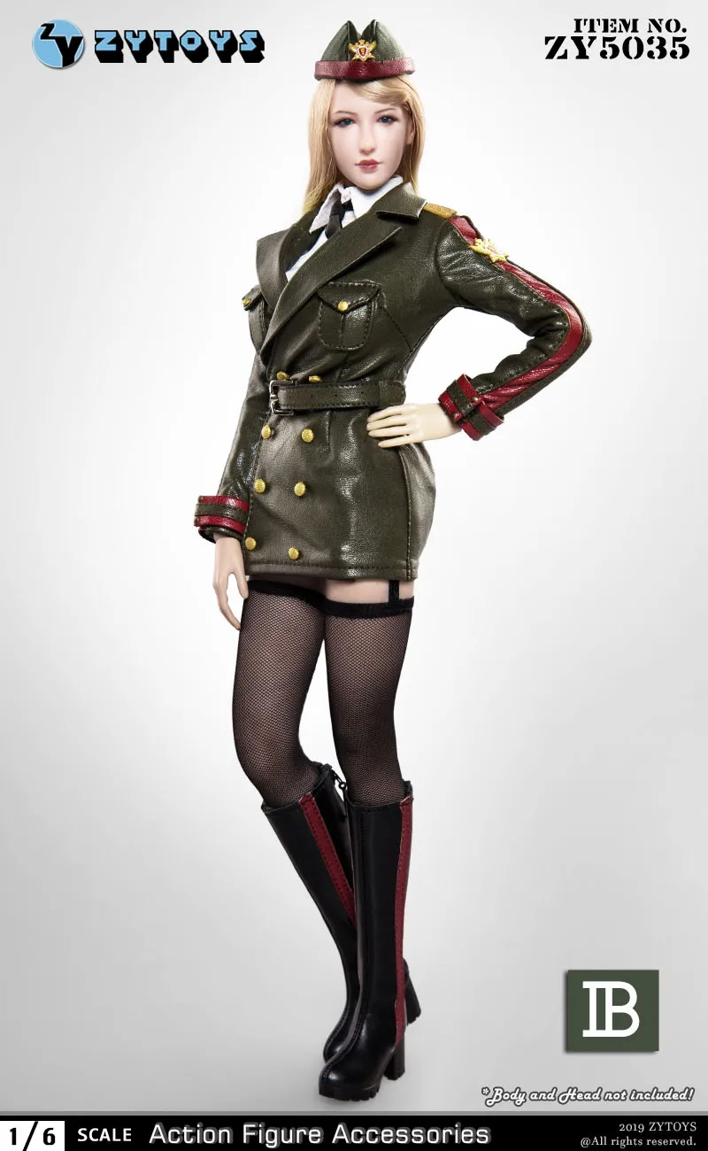 

1/6th ZY5035 Female Soldier Uniform Leather Suit With Head Sculpt Fit 12" Action Figure Body Dolls ZYTOYS