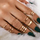 Модное Трендовое Ретро простое металлическое гладкое открытое перекрестное кольцо из 8 частей женское кольцо ювелирные изделия