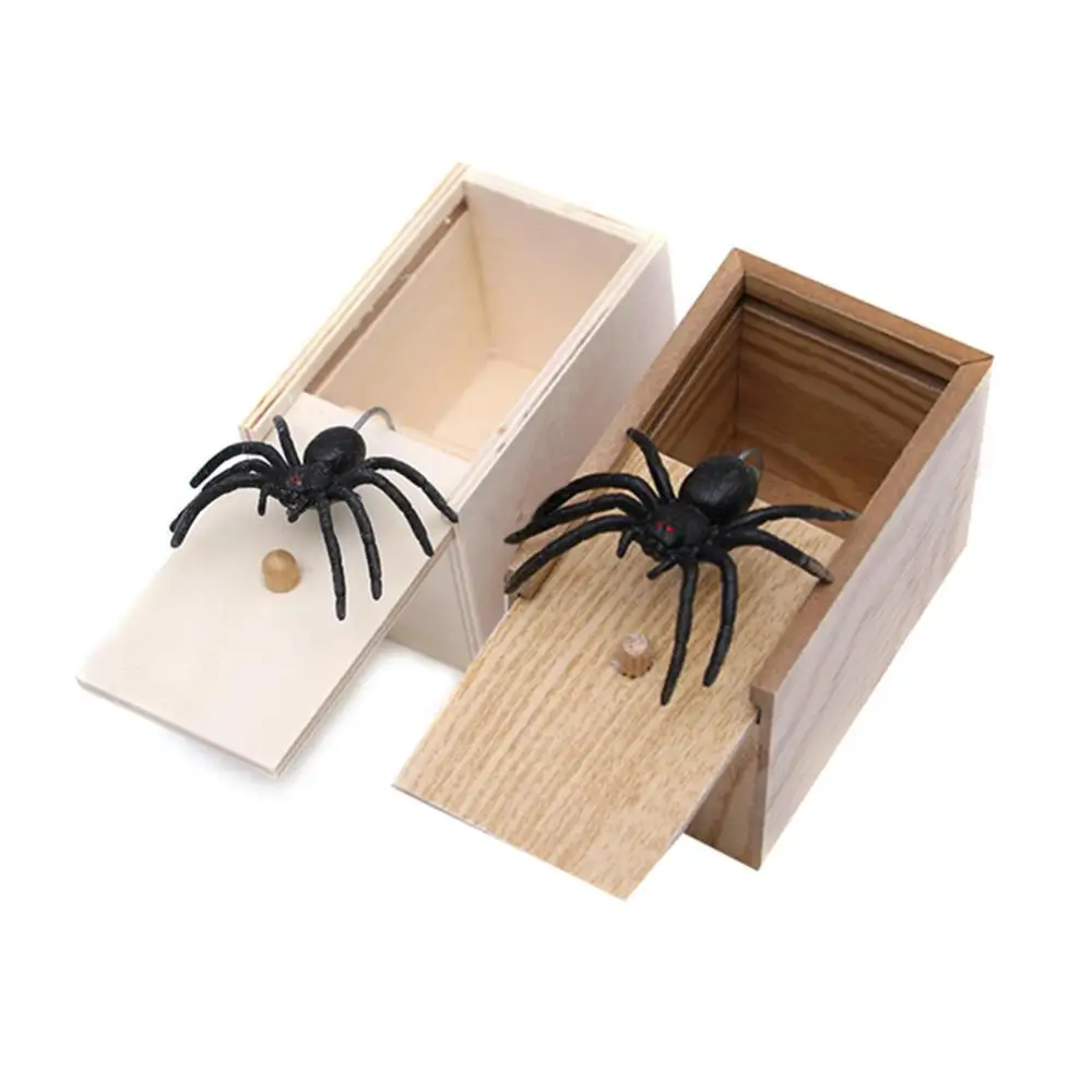 

Halloween Scary Fake Spider Wooden Box Joke Gag Trick Play Toy Party Supplies