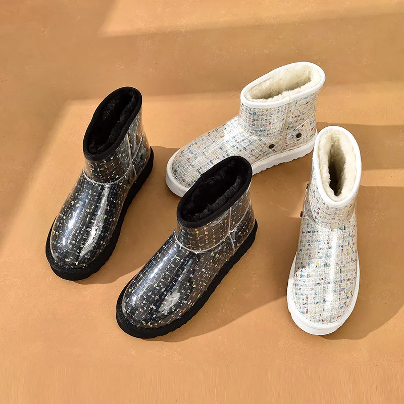 BeauToday/зимние ботинки Женские ботильоны из прозрачного водонепроницаемого