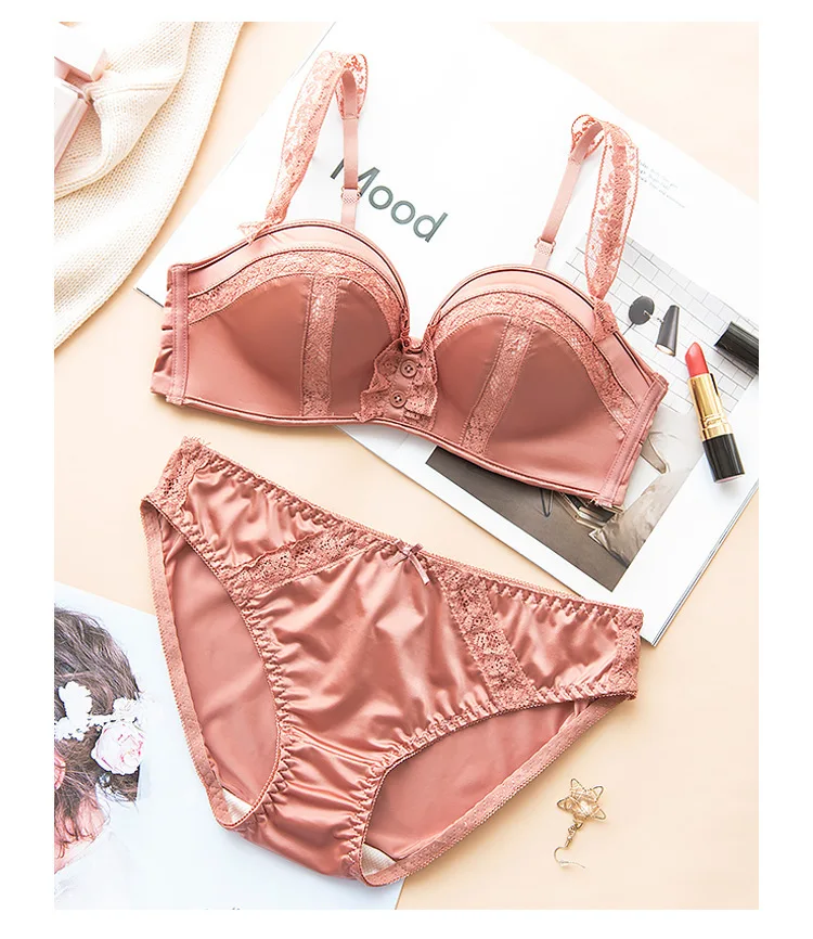 Roseheart, женские Модные Красные кружевные комплекты с бюстгальтером, комплект с бюстгальтером, трусики, беспроводное нижнее белье, сексуальное нижнее белье, наборы японских оранжевых бюстгальтеров