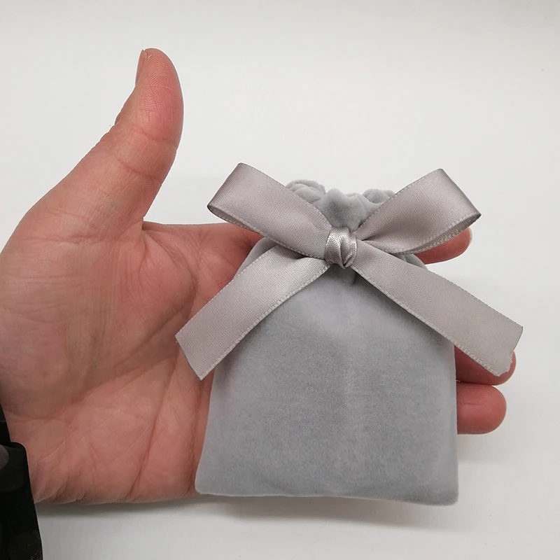 5DZ13gray gray Бархатный мешочек для упаковки ювелирных изделий, милый мешочек для хранения ювелирных изделий, подарок для макияжа, Свадебная вечеринка, конфетная косметическая упаковка с завязкой, сумки - Цвет: 5DZ13gray gray