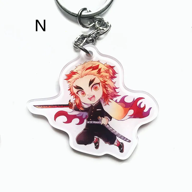 Красный Demon Slayer: Kimetsu no Yaiba акриловый брелок для ключей аниме Kamado Tanjirou - Цвет: Красный