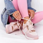 Женские кроссовки со шнуровкой, спортивная обувь на танкетке, Женская Вулканизированная обувь, повседневные женские кроссовки на платформе, удобная женская обувь, новинка 2021
