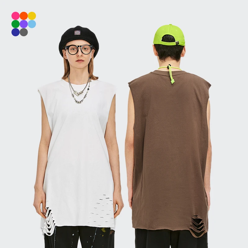 

Летняя мужская майка из хлопка с завышенной талией в стиле хип-хоп