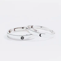 2 piecesset silver color couple rings fashion wedding bride bridegroom jewelry sun moon rings anniversary for best friends