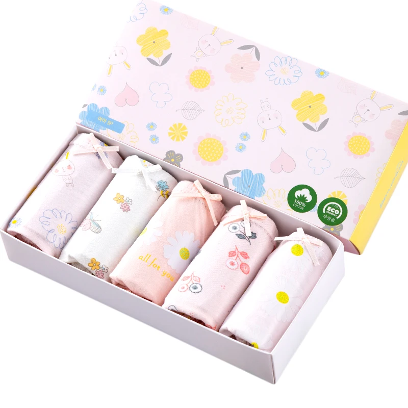 

5Pcs/Lot Baby Girls Underwear Cotton Panties Kids Flowers Prints Girls Short Briefs Children Underpants 2-12 Years