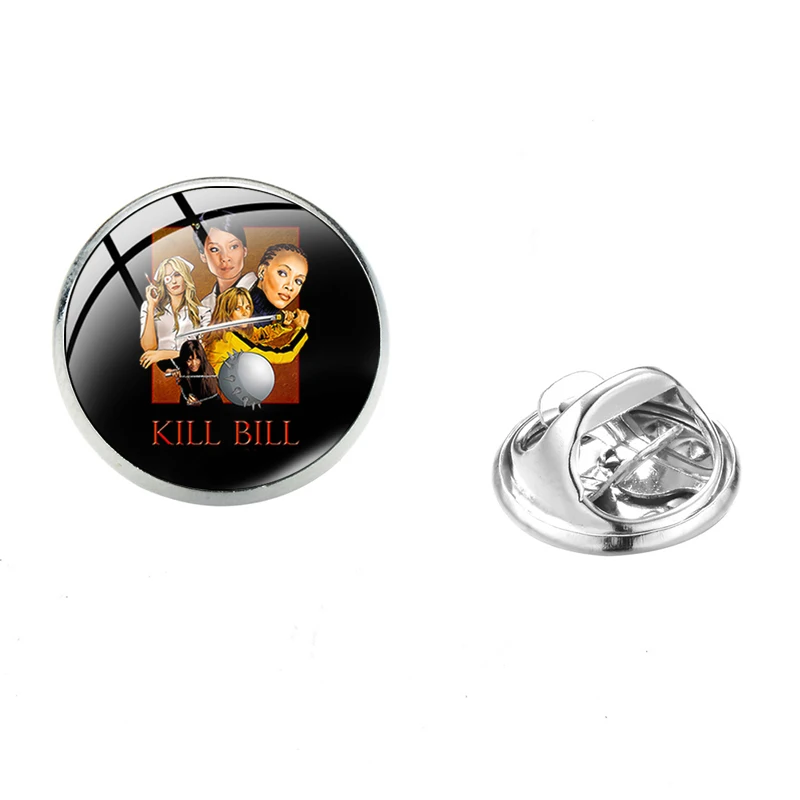 SONGDA Movie Kill Bill Series Stainless Steel Pins The Bride Uma Thurman Retro Print Glass Round Denim Jackets Collar Pin Badge |