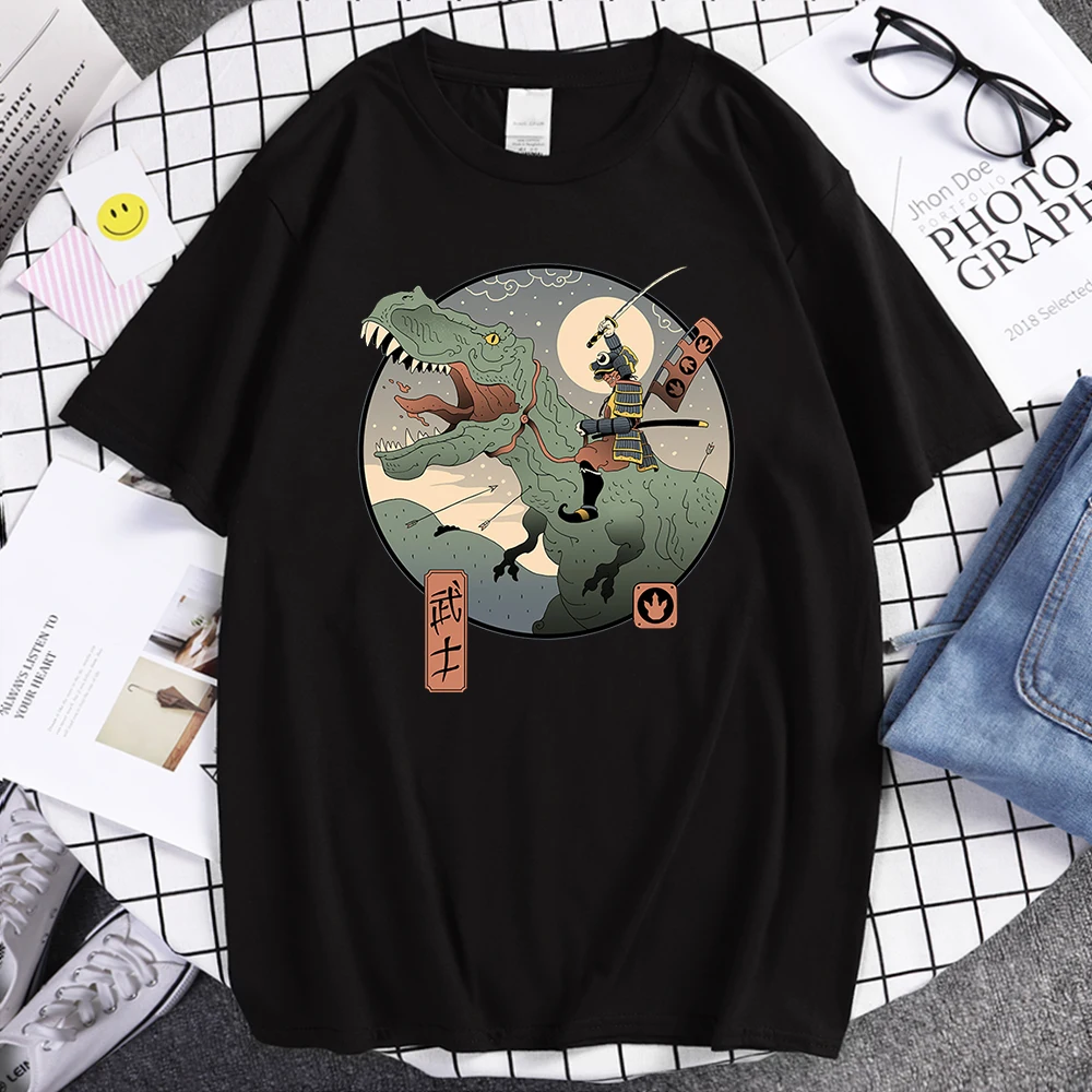 

Ukiyoe-Style-Knight-dinosaur-Print-T-Shirt-Mens-Street-Hip-Hop-T-Shirts-2021-Summer-Loose