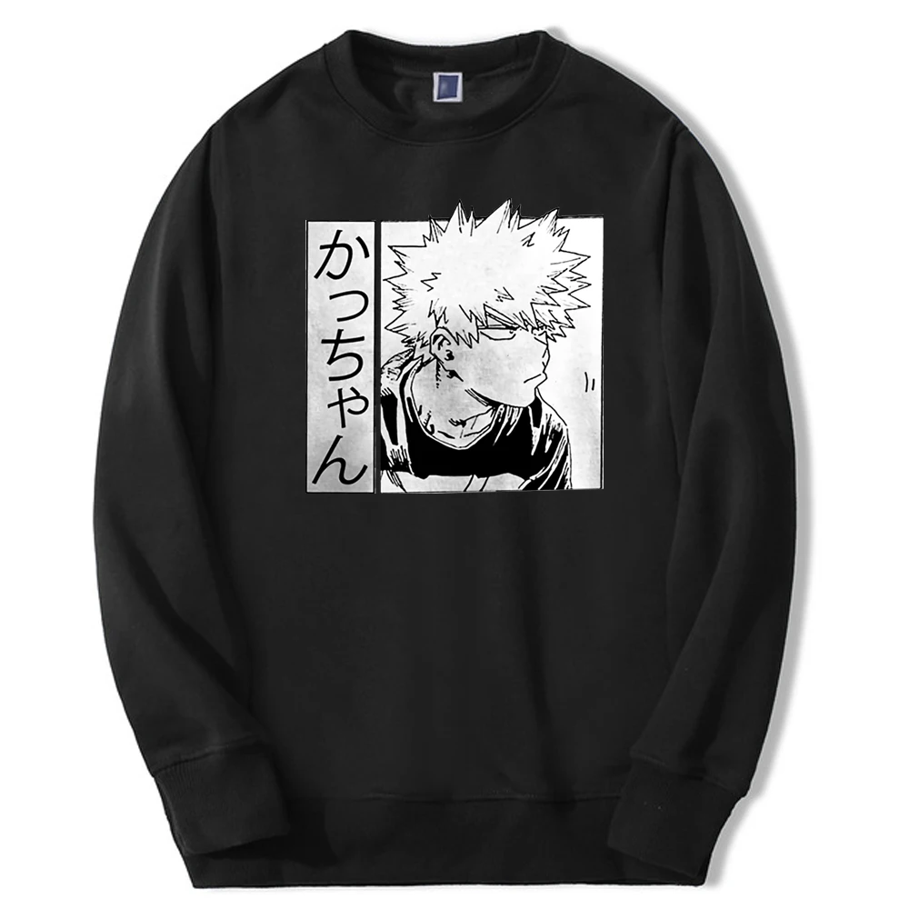 

Толстовка мужская с аниме-принтом, свитшот свободного покроя в стиле хип-хоп, моя геройская академия, Модный повседневный свитшот с круглым ...