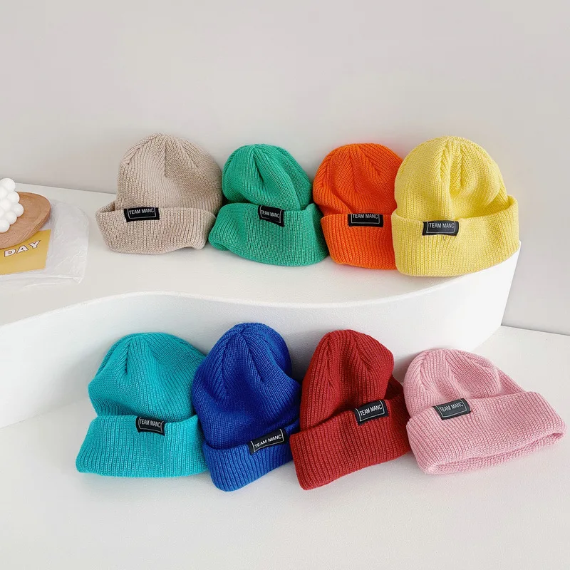 

Осень-зима 2021, искусственная шерстяная шапка для мальчиков и девочек, однотонная, с надписью дыня, искусственная шерстяная шапка для детей