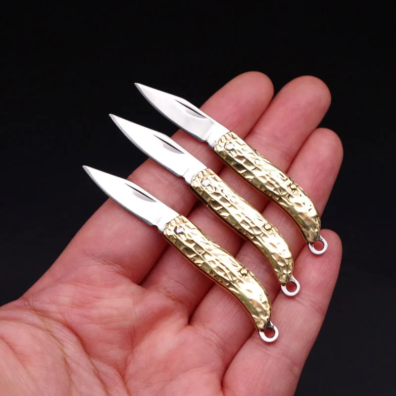 

High Quality Portable Stainless steel mini folding peanut knife ladies self-defense fruit knife keychain