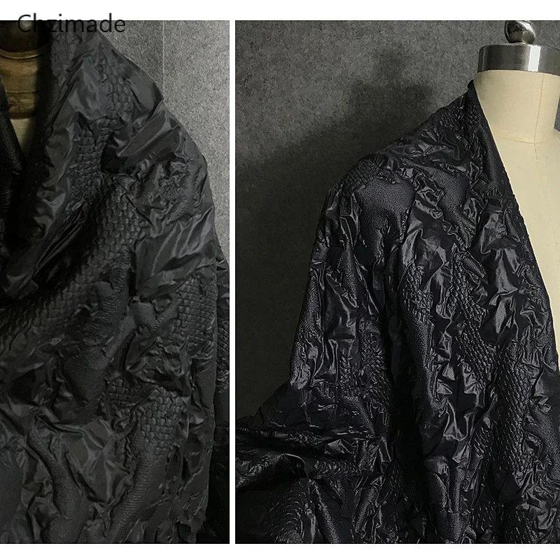 

Lychee Life 3D Full 50x145cm Nylon Texture Fabric Double Pleating Of Concave Convex Texture Designer Clothing Fabric DIY Sewing