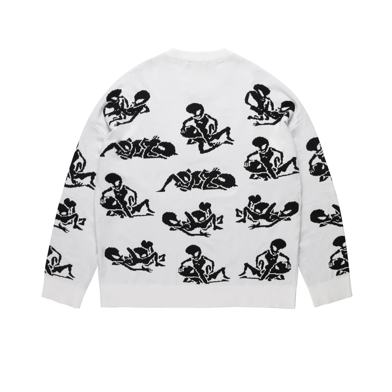 Мужские пуловеры свитера в стиле хип хоп уличная одежда с узором пришельцами