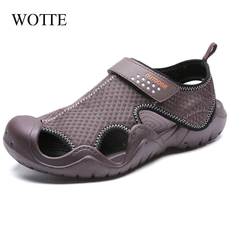 

New Summer Mens Leather Sandals Swiftwater Mesh Deck Lightweight Beach Sandals Fisherman Shoes For Men Outdoor Walking Footwear