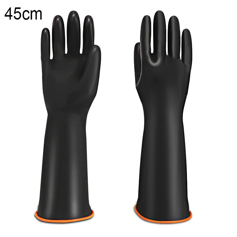 length 45cm Сверхпрочные химически стойкие резиновые перчатки кислота маслостойкие латексные перчатки для домашней промышленности рабочие защитные перчатки - Цвет: length 45cm