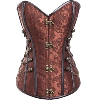 women vintage retro corset straples lace up bustiers korset leather plus size steampunk corset sexy buckle gorset top