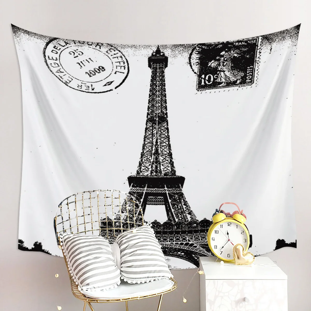 Ретро марки с изображением Парижской башни гобелен бохо мандала гобелены