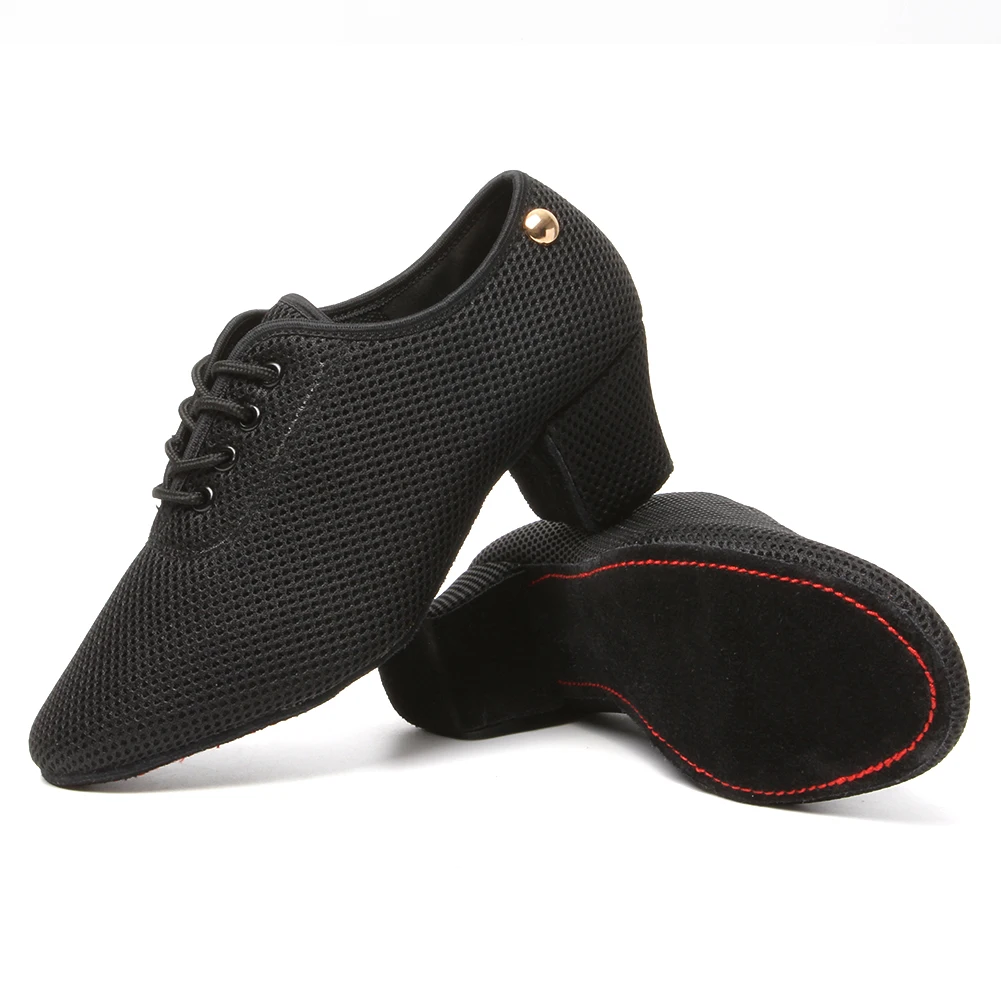 DKZSYIM Men's indoor Oxford Net Cloth Dance Shoes Ballroom Modern Dance Shoes Lace-Up Professional Dance Shoes For Boys New
