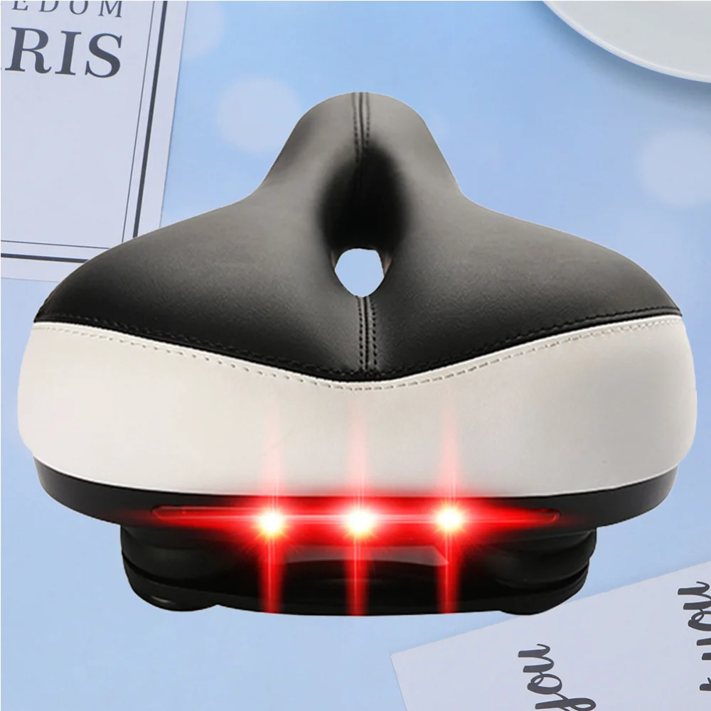 

Hollow Absorption Saddle Thickened Broaden Cushion Comfortable Seat with Taillight without Battery (Black)