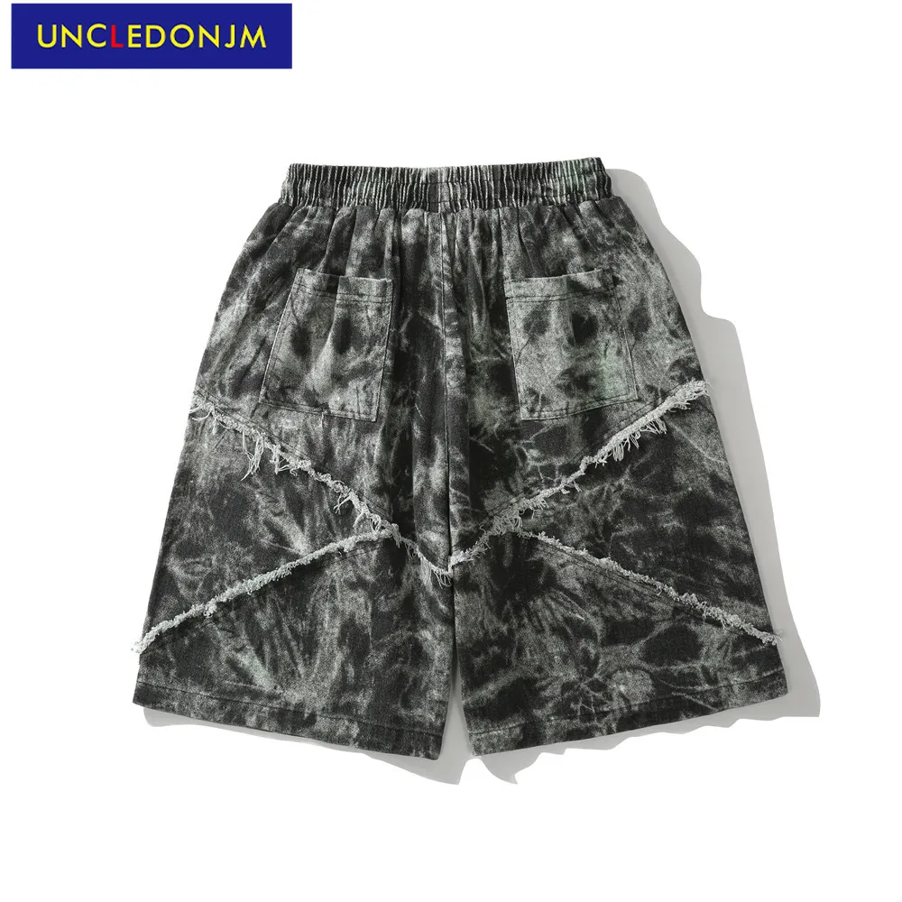 

UNCLEDONJM Tie dyed short for men 2021 Hip Hop Knee Length men casual shorts designer shorts men vintage fashion shorts U2214
