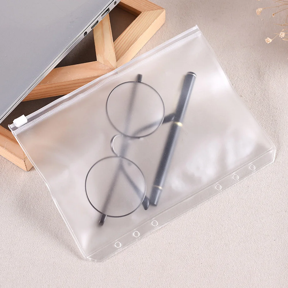 

12PCS A5 Size Transparent PVC Document File Paper Binder Loose Leaf Pockets Folders Bags for School Office Supplies