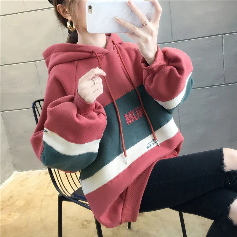 Женские толстовки с капюшоном флисовые свитшоты в стиле пэчворк Повседневная