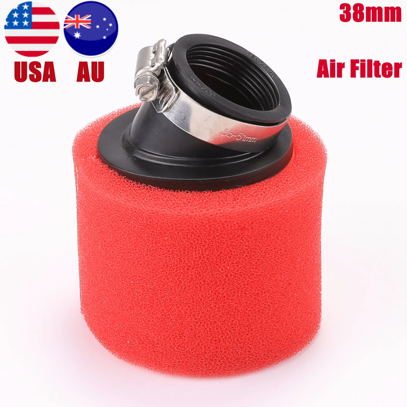 TDPRO RED 38mm Bent Angled Foam Air Filter Pod For 110c 125cc PIT Quad Dirt Bike ATV Buggy | Автомобили и мотоциклы