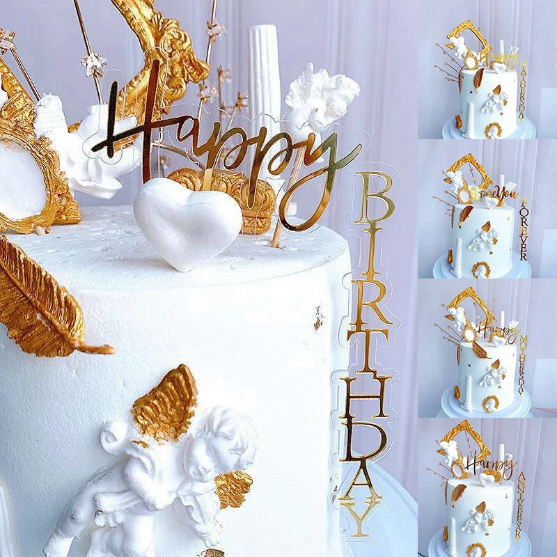 

Acrylic Decorations Gold-Party high quality Cake Topper-Happy Birthday Floating