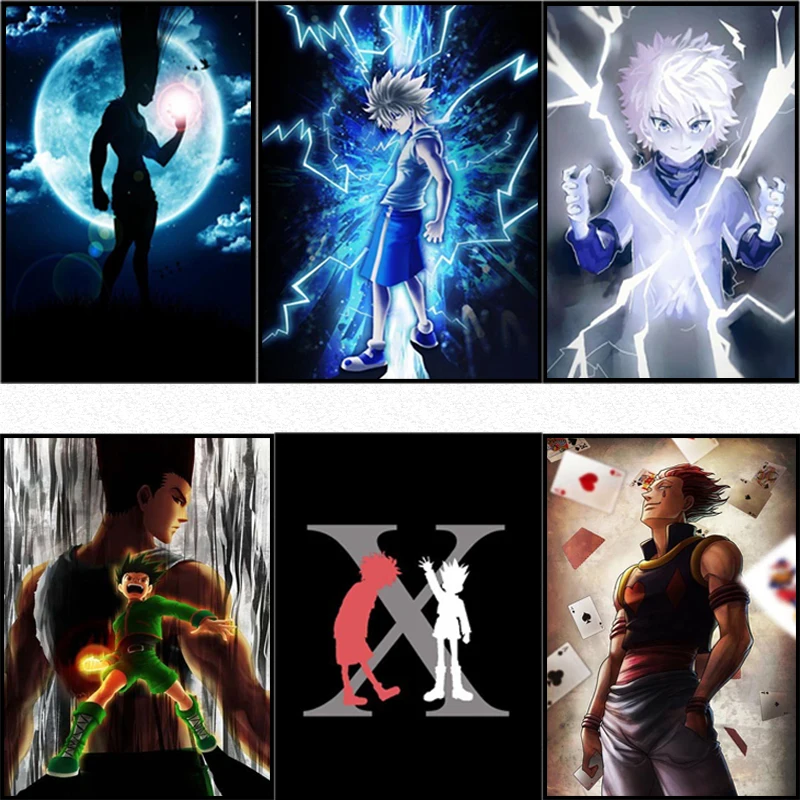Anime Poster Hunter X Killua Zoldyck Kurapika Gon Freecss Hisoka Canvas Painting Kawaii Wall Picture for Boy's Room Decor | Дом и сад
