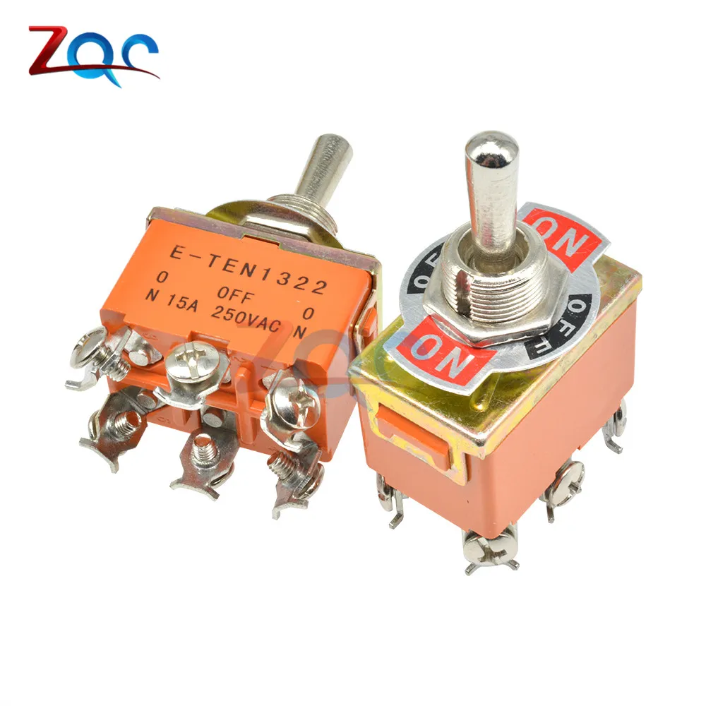 Мини автоматический переключатель AC 250V 15A 6 Pin DPDT ON-OFF-ON 3 положения E-TEN1322 медный Контакт Водонепроницаемый колпачок оранжевый