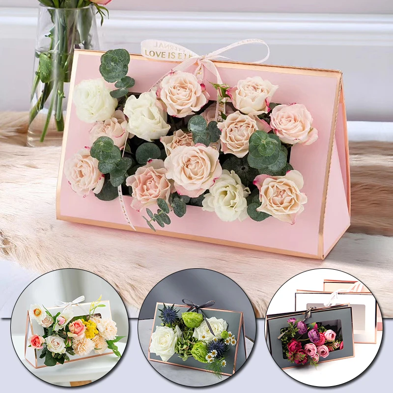 

High Quality Portable Flower Box Large Florist Packaging Box Foldable Flower Arrangement Vase Wedding Decor Paper Gift Bags