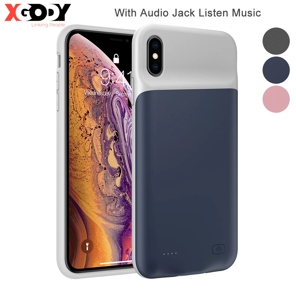 Чехол для аккумулятора XGODY 6500 мАч iphone X XS XMAX тонкий чехол зарядки внешний