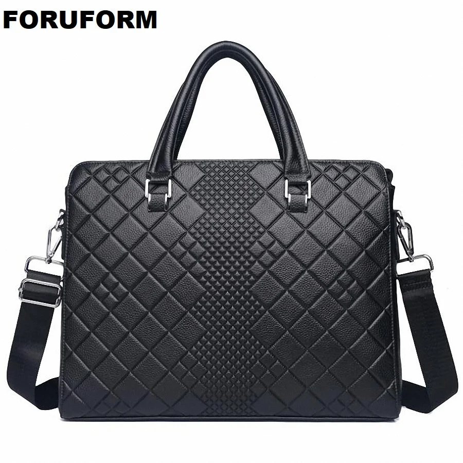 New Natural Cowskin 100% Genuine Leather Men's Briefcase Fashion Large Capacity Business bag  Male Shoulder Laptop Bag