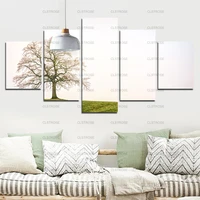 5pcs decorative poster light tree and green grass canvas painting home wall art canvas hd printing irregular decorative painting
