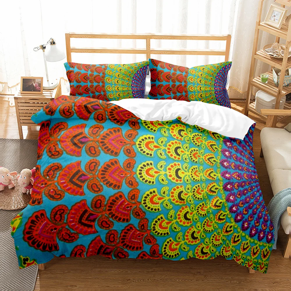 

Design Bohemia Style Bedding Set Mandala Flower Bed Covers King Queen Luxury Duvet Cover with Pillowcases For Adult Bedclothes