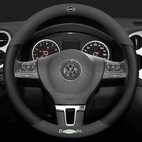 for volkswagen vw 3d laser printing logo cow leather car steering wheel cover fit beetle golf jetta passat polo tiguan vento