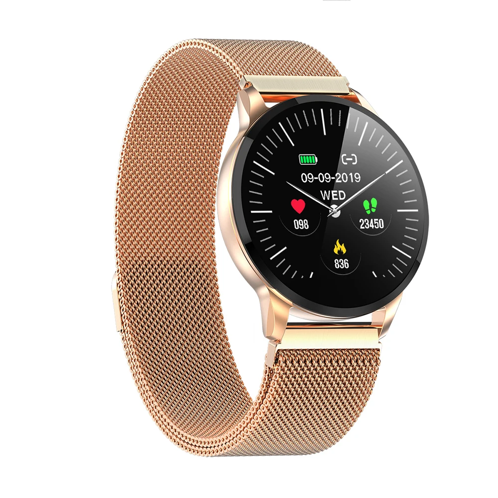 Metal gold Greentiger Новые смарт-часы для фитнеса для женщин монитор сердечного ритма Bluetooth Шагомер сенсорный Интеллектуальный спортивный Smartwatch VS L5 L7 F8 - Цвет: Metal gold