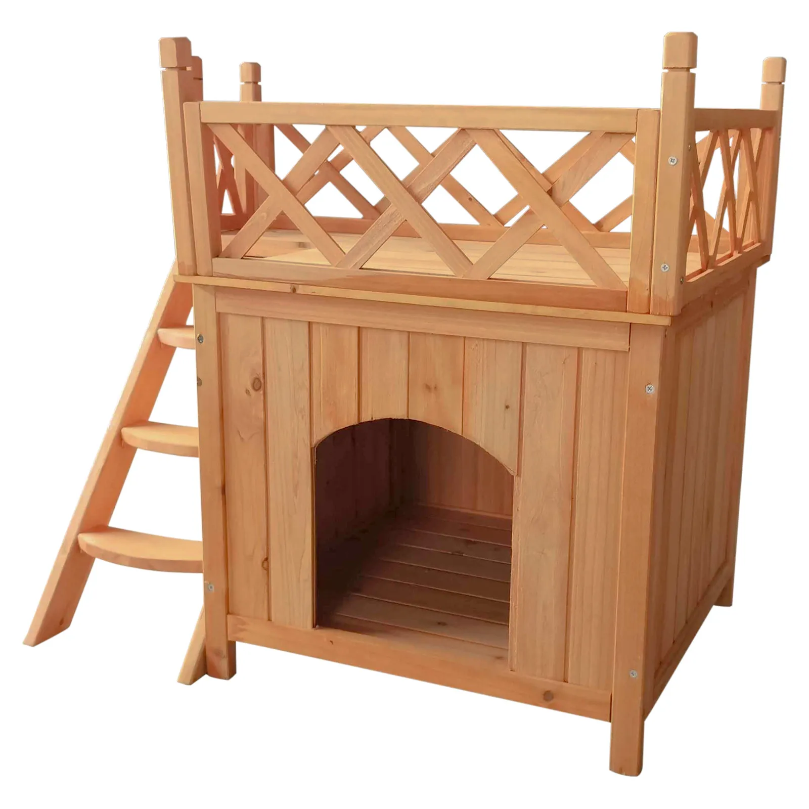 

Wooden Pet Cat House With With Balcony Stairs Cat Convenient Climbing Frame House Cats Activity Center [US in Stock]