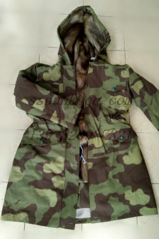 Немецкая итальянская камуфляжная Зимняя парка с кроличьим мехом Второй мировой