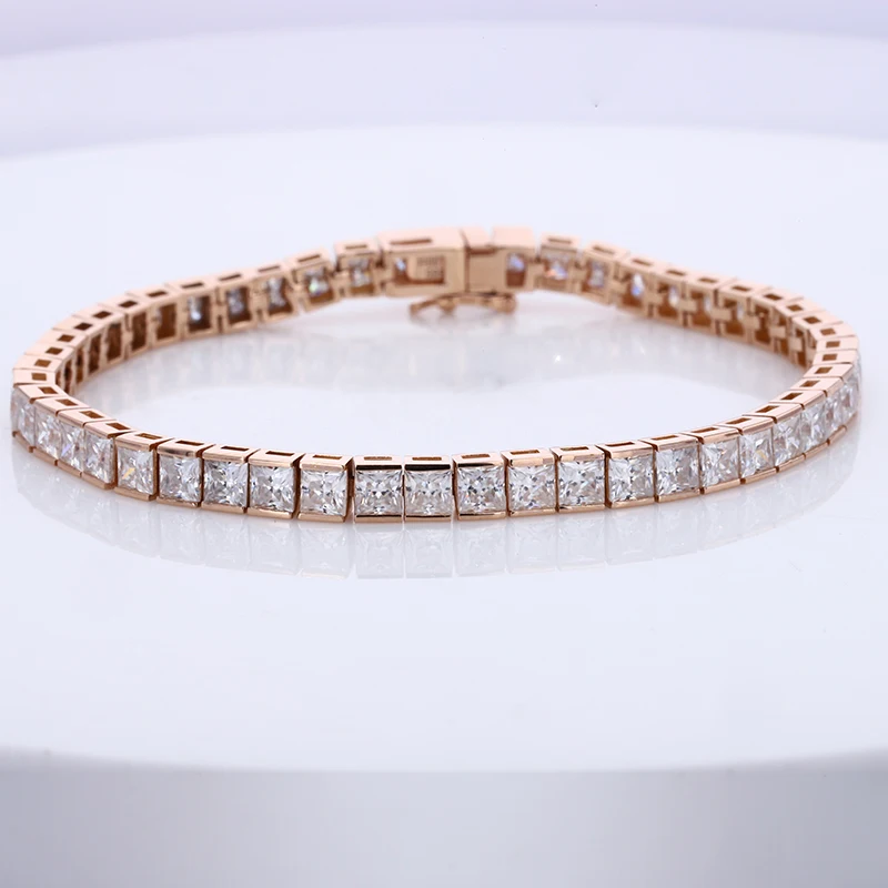 Браслет для тенниса под заказ розовое золото 14 к размер 3x3 мм браслет принцессы