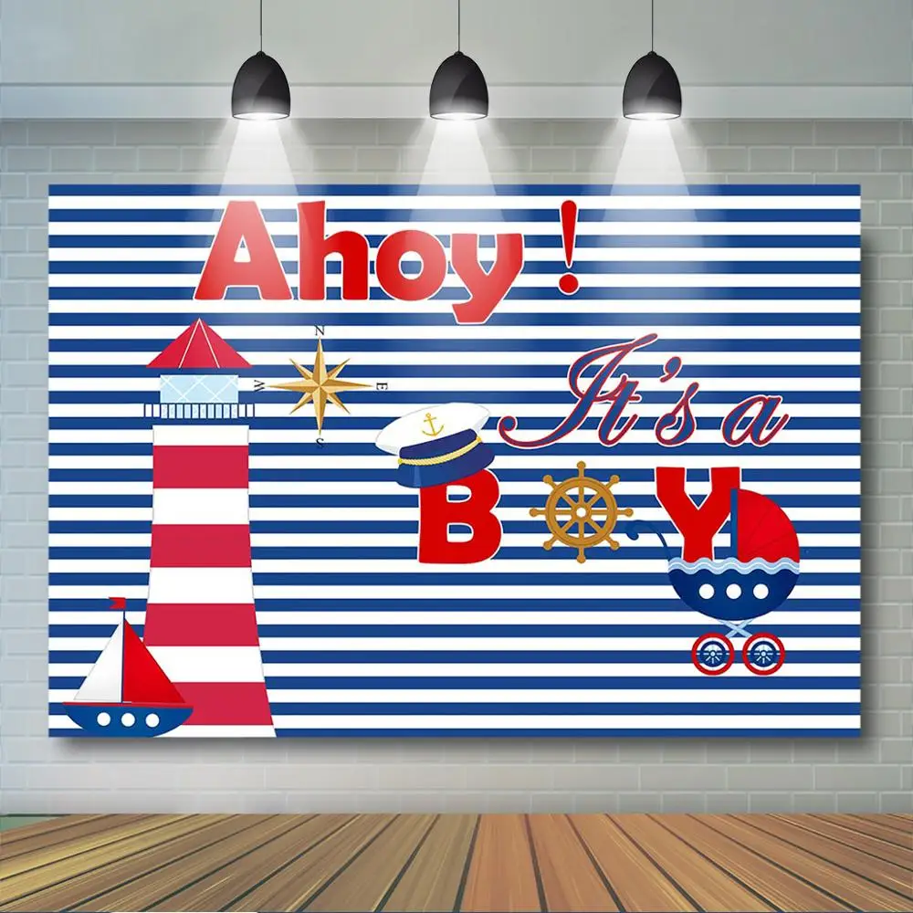 Фон для фотостудии с изображением морского якоря матросского мальчика