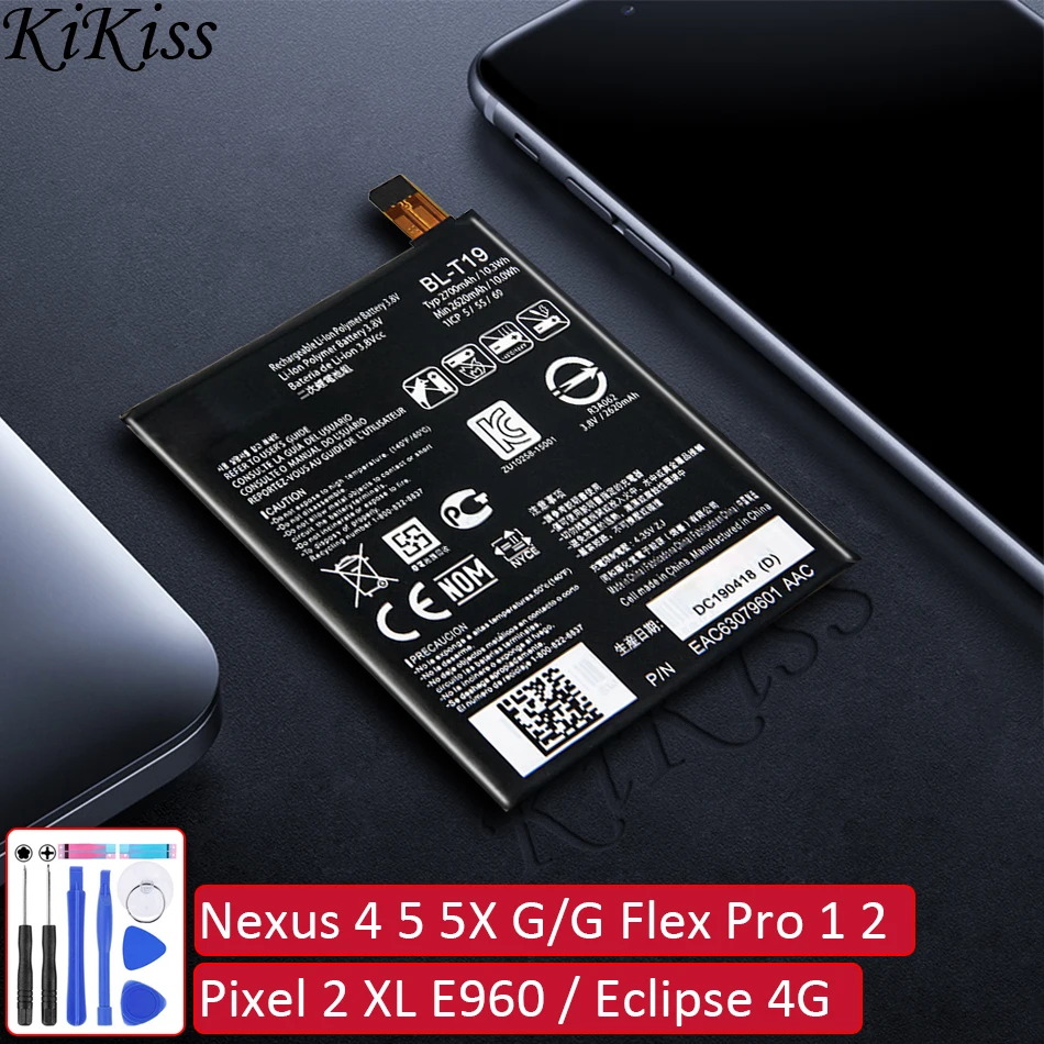 Batería de BL-T5 para LG Nexus 4 5 5X G/G Flex Pro 1 2/Pixel 2 XL E960 Occam Mako Eclipse 4G LTE E970 E971 E975 F180 E973 LS970