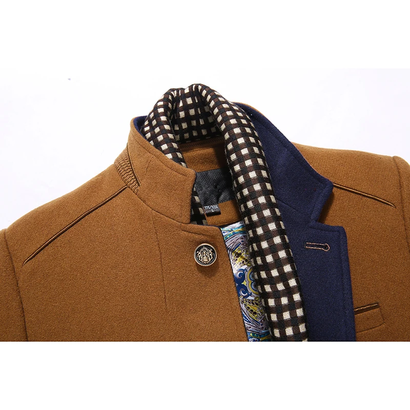 Mirecoo Горячая новинка зимнее мужское шерстяное пальто однотонная Толстая куртка