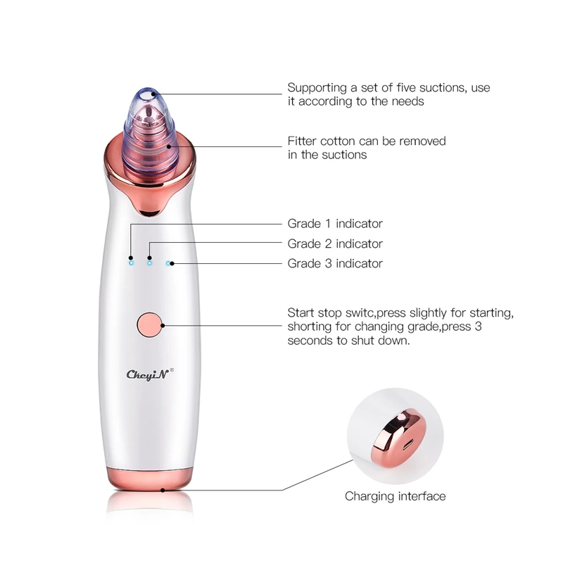 

Microdermabrasion Blackhead Remover Vacuum Suction Face Pimple Acne Comedone Extractor Facial Pores Cleaner Skin Care Tools