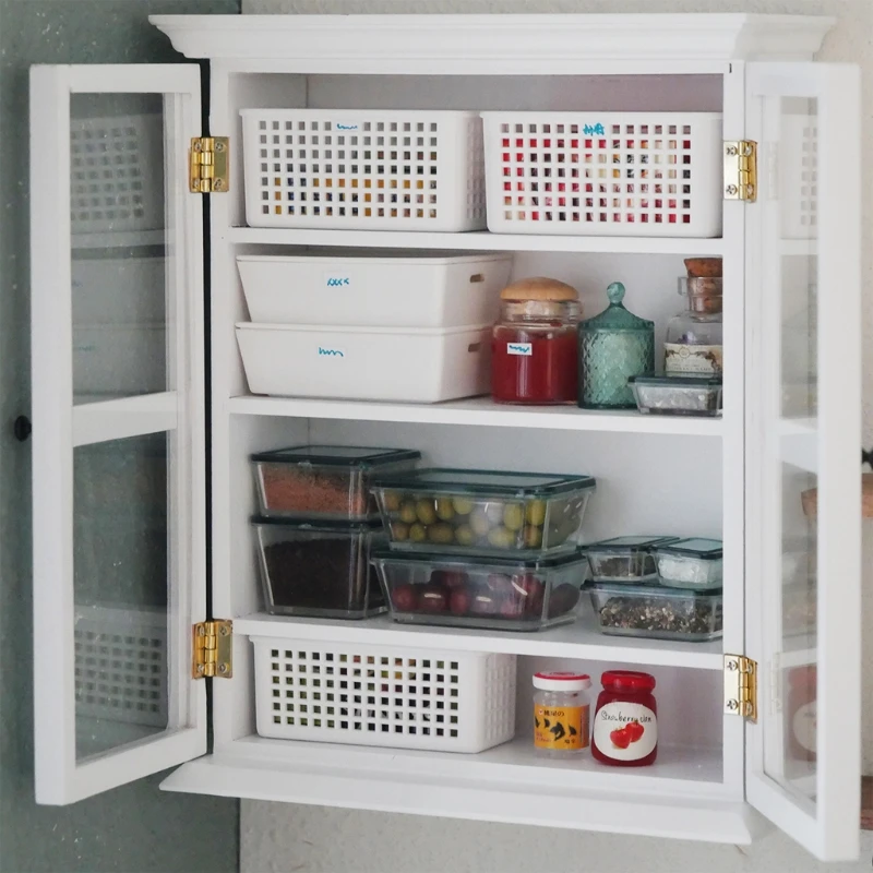 

40JC 9 Pcs 1:12 Dollhouse Accessories Mini Plastic Fresh-keeping Food Box with Lid