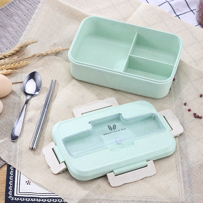 Bento Box Студенческая коробка для завтрака Пшеничная солома блюдо и здоровая посуда