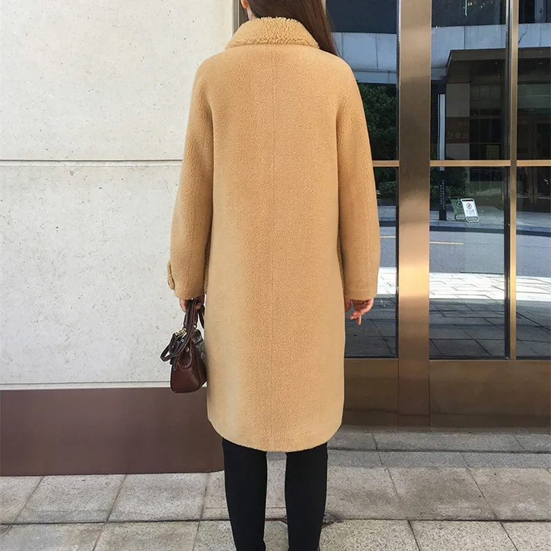 Женское меховое пальто SY02 длинное теплое из 30% шерсти овчина для зимы| |